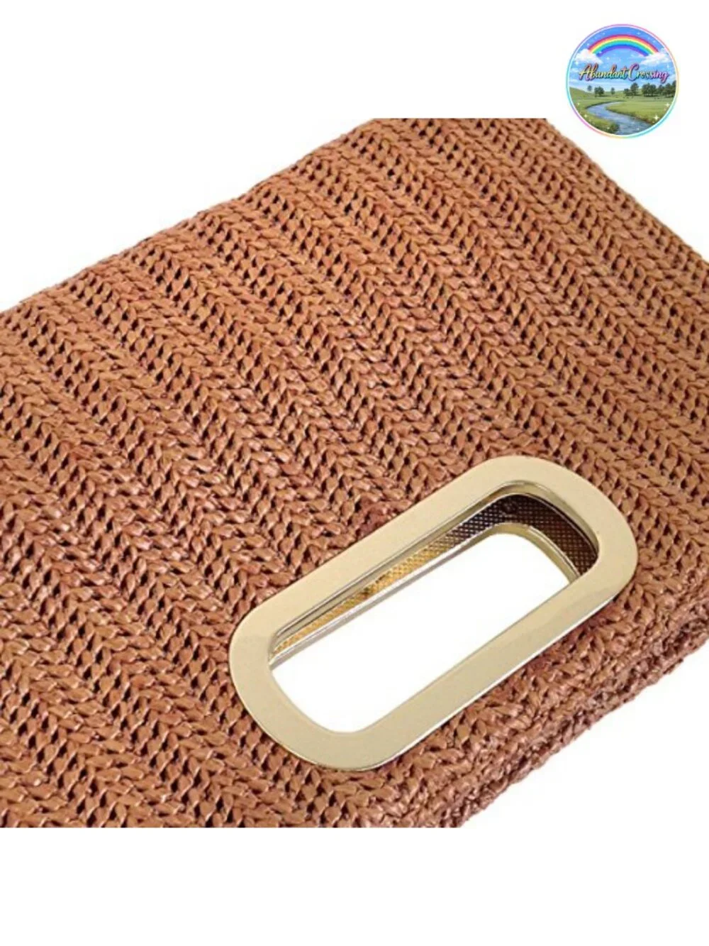 Woven Straw Clutch with Detachable Chain Strap
